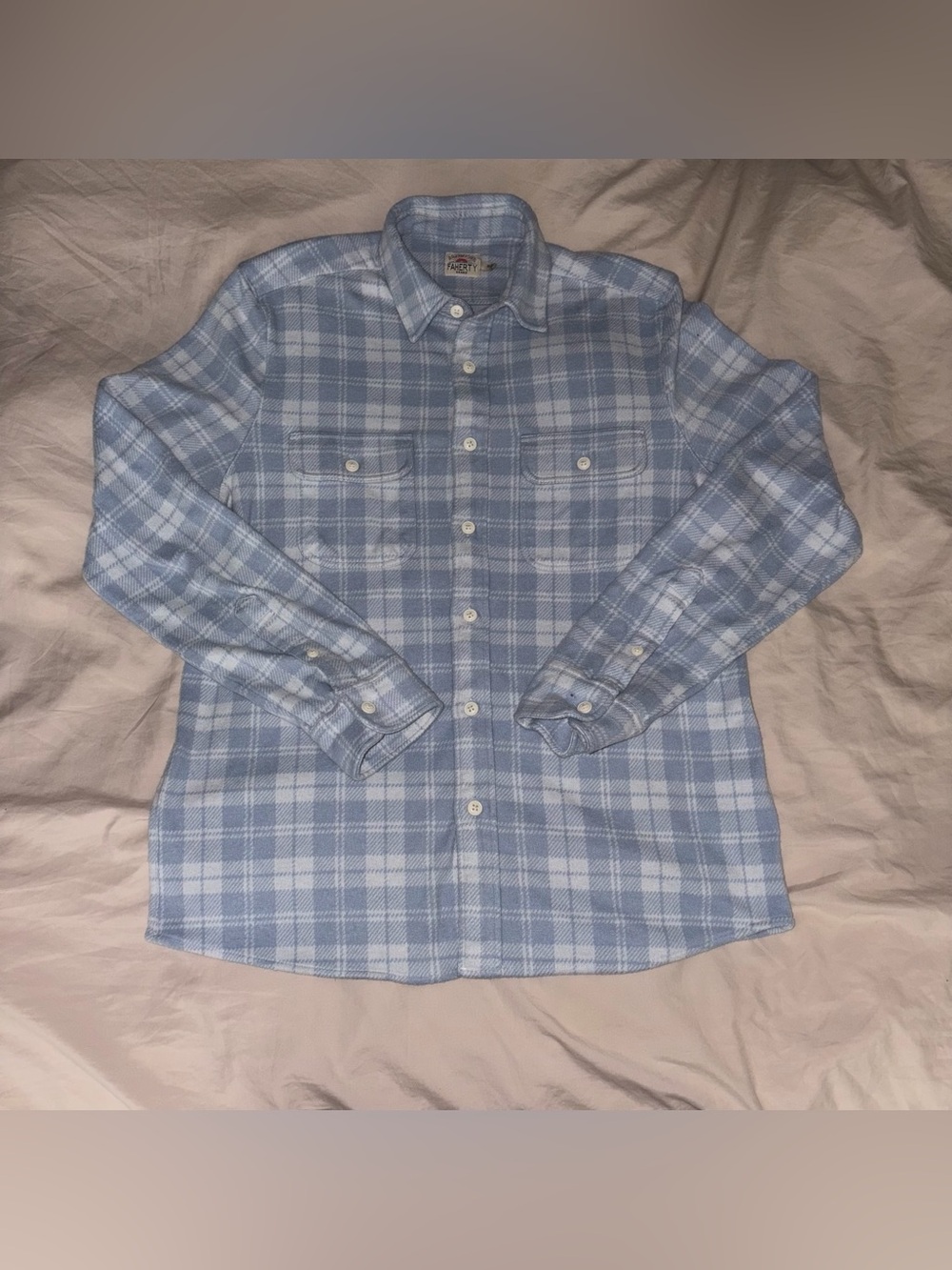 Faherty Blue Plaid Legend Sweater Shirt Men’s size M
